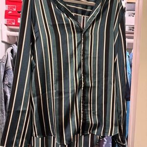 Striped Green and White Men’s Top